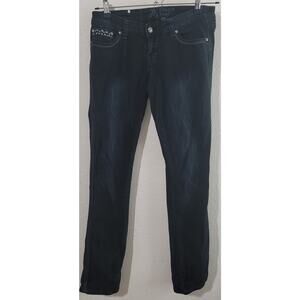 Antique Rivet Black Distressed & Embellished Stone Wash Denim Jeans 29 Skinny